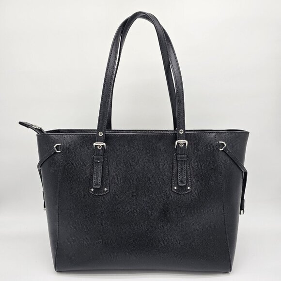 Michael Kors Voyager Medium Crossgrain Leather Tote, Black - Picture 4 of 16